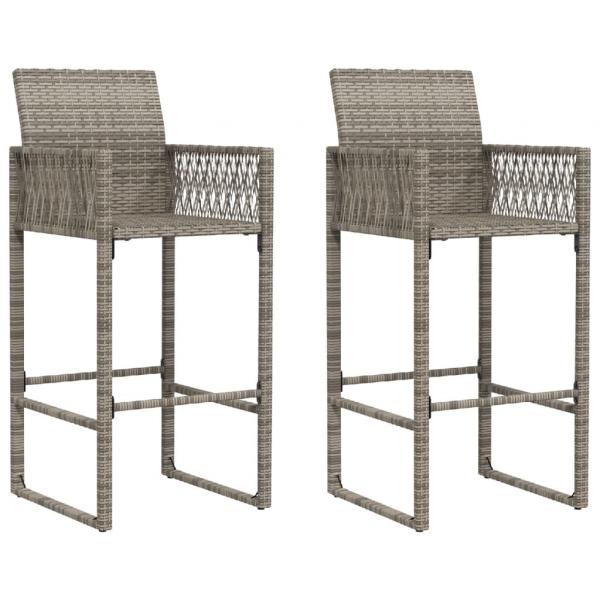 ARDEBO.de - Garten-Barhocker 2 Stk. Grau Poly Rattan