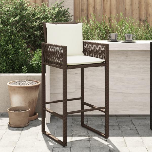 ARDEBO.de - Garten-Barhocker mit Kissen 2 Stk. Braun Poly Rattan