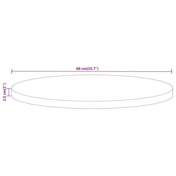 Tischplatte Ø 40x2,5 cm Rund Massivholz Mango