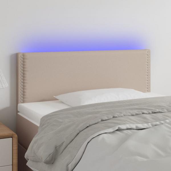 ARDEBO.de - LED Kopfteil Cappuccino-Braun 90x5x78/88 cm Kunstleder