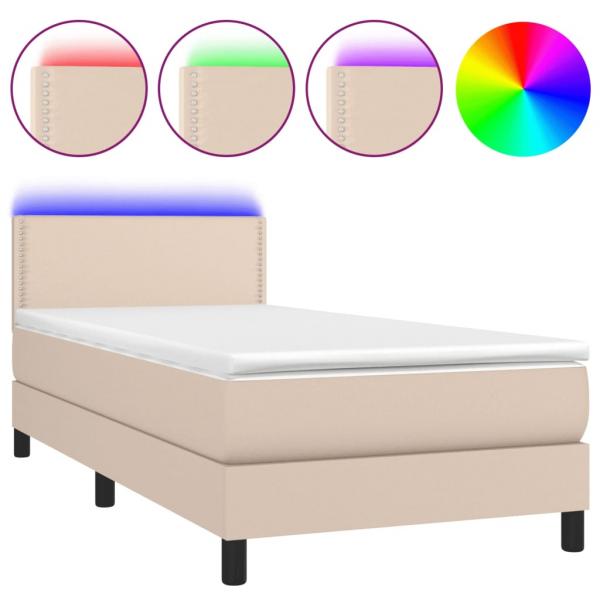 Boxspringbett mit Matratze & LED Cappuccino-Braun 90x200cm