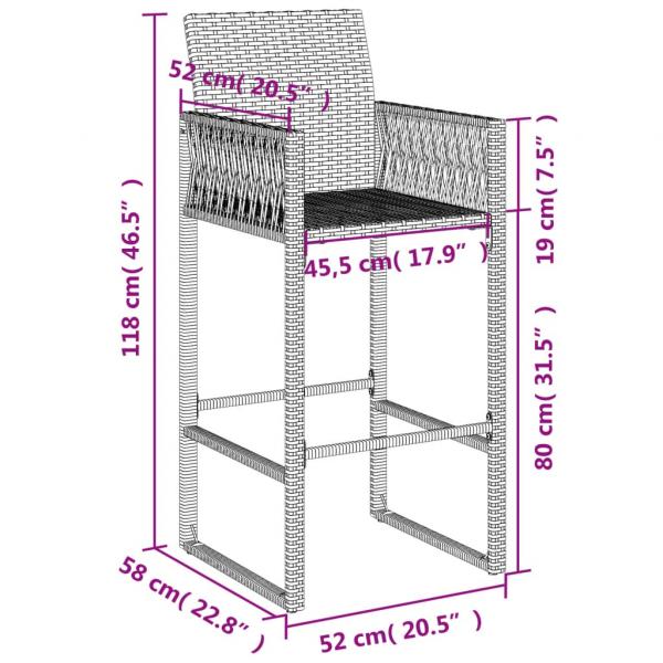 Garten-Barhocker 2 Stk. Braun Poly Rattan