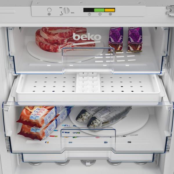 Beko BU1204N Einbau Gefrierschrank, Nischenhöhe 82 cm, 94 L, Festtürtechnik, 3 Schubladen, Schnellgefrieren, weiß