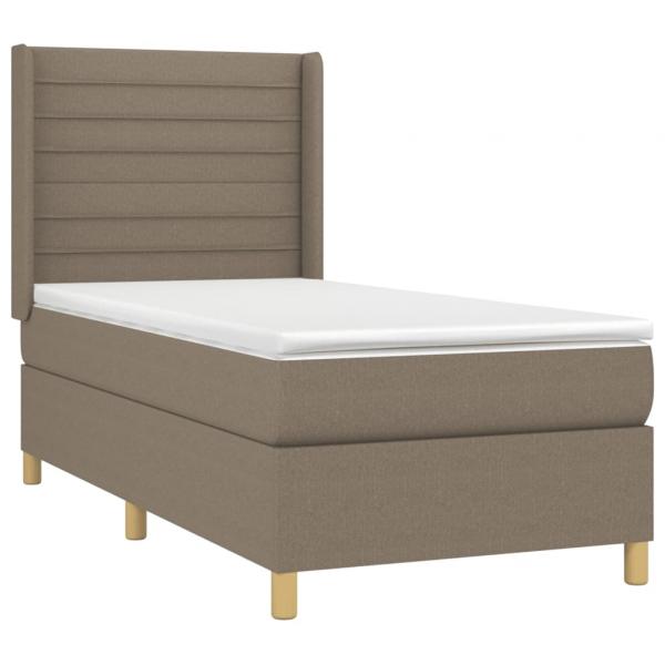 Boxspringbett mit Matratze & LED Taupe 90x190 cm Stoff