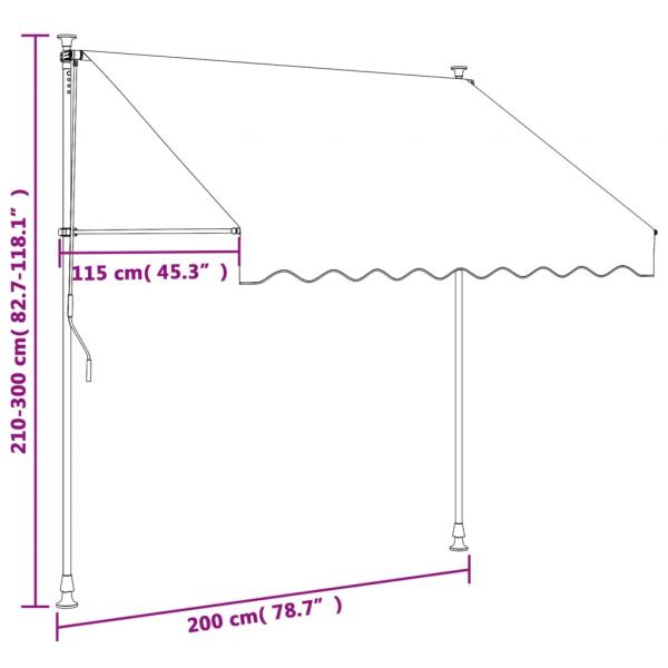 Markise Einziehbar Creme 200x150 cm Stoff und Stahl