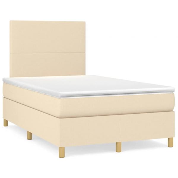 ARDEBO.de - Boxspringbett mit Matratze & LED Creme 120x190 cm Stoff