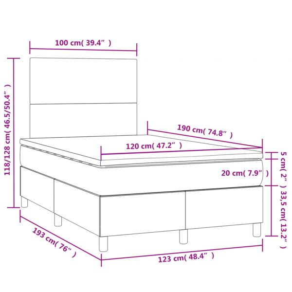 Boxspringbett mit Matratze & LED Creme 120x190 cm Stoff