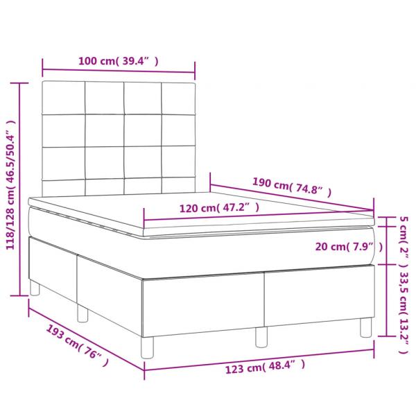 Boxspringbett mit Matratze & LED Schwarz 120x190 cm Samt