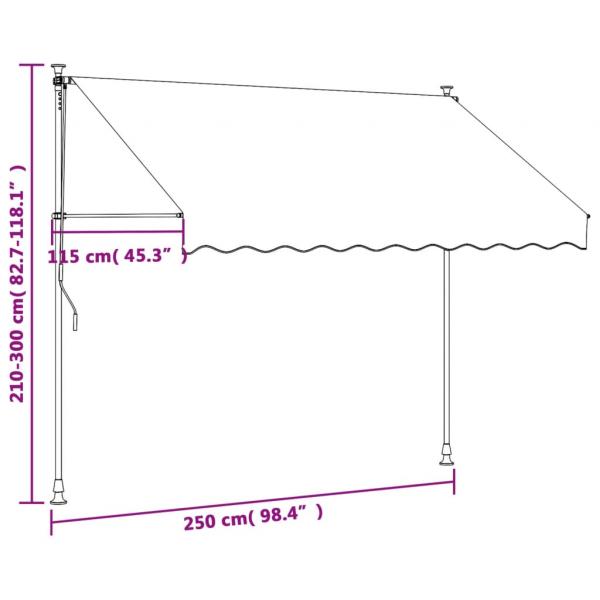 Markise Einziehbar Anthrazit 250x150 cm Stoff und Stahl