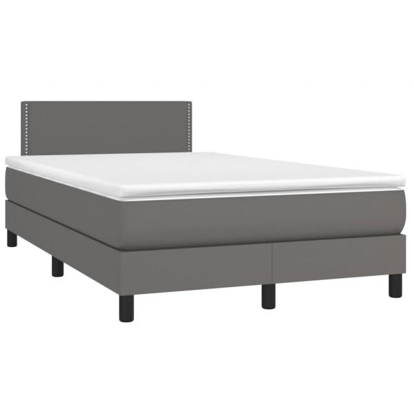 ARDEBO.de - Boxspringbett mit Matratze & LED Grau 120x190 cm Kunstleder