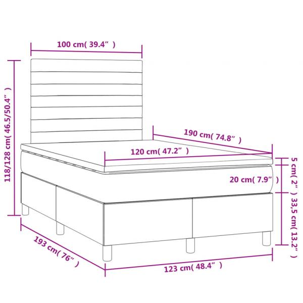 Boxspringbett mit Matratze & LED Dunkelgrau 120x190 cm Samt