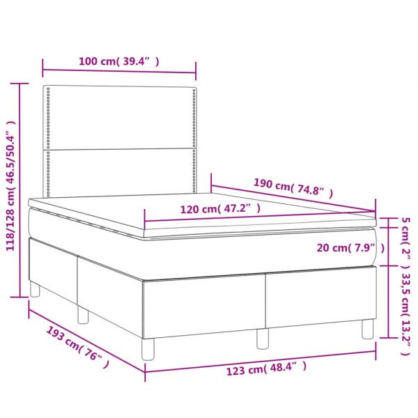 Boxspringbett mit Matratze & LED Schwarz 120x190 cm Stoff