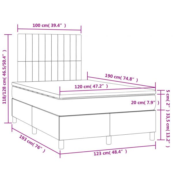 Boxspringbett mit Matratze & LED Dunkelgrau 120x190 cm Samt