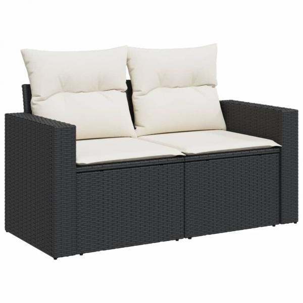 13-tlg. Garten-Sofagarnitur mit Kissen Schwarz Poly Rattan