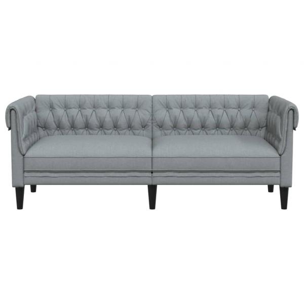 Chesterfield-Sofa 3-Sitzer Hellgrau Stoff