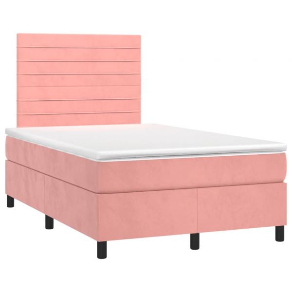 Boxspringbett mit Matratze & LED Rosa 120x190 cm Samt