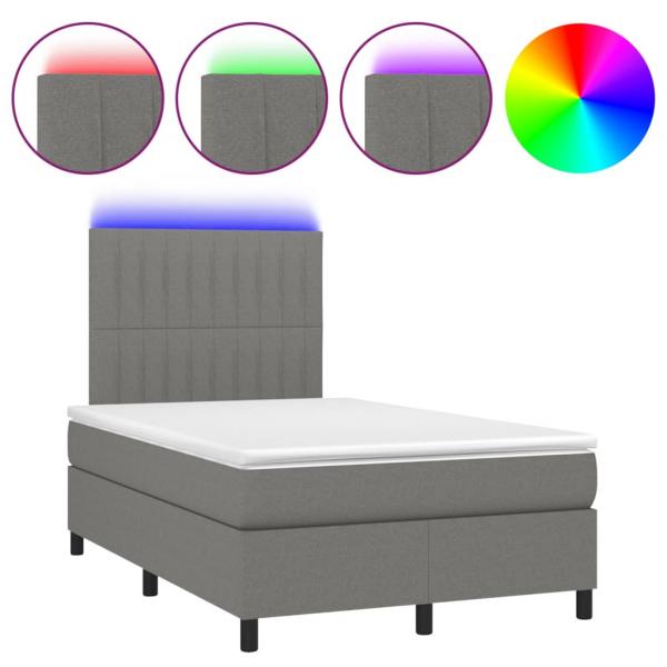 Boxspringbett mit Matratze & LED Dunkelgrau 120x190 cm Stoff