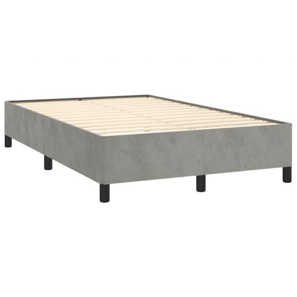 Boxspringbett mit Matratze & LED Hellgrau 120x190 cm Samt