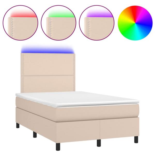 Boxspringbett mit Matratze & LED Cappuccino-Braun 120x190 cm