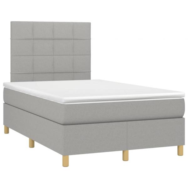 Boxspringbett mit Matratze & LED Hellgrau 120x190 cm Stoff