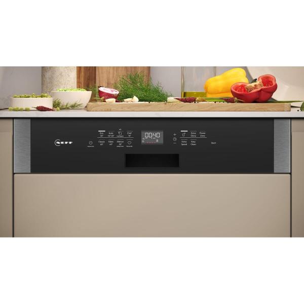 Neff S147YCS04E N70 Teilintegrierter Geschirrspüler, 60 cm breit, 13 Maßgedecke, Home Connect, Startzeitvorwahl, Zeolith-Trocknen, AquaStop