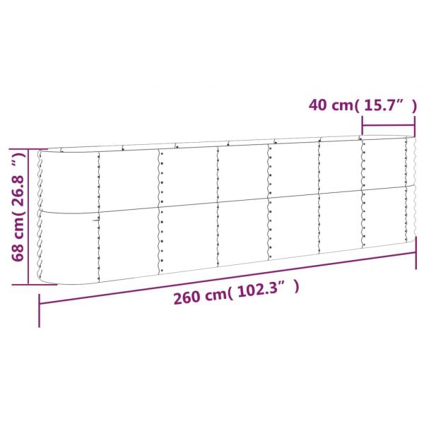 Hochbeet Pulverbeschichteter Stahl 260x40x68 cm Anthrazit