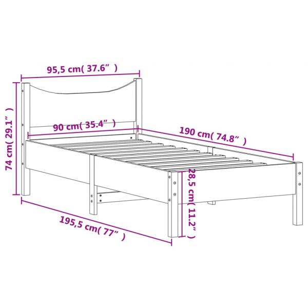 Massivholzbett ohne Matratze Weiß 90x190 cm Kiefernholz