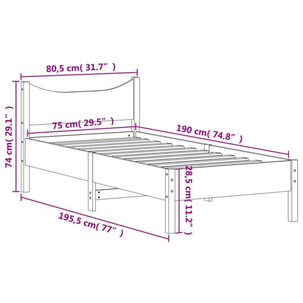 Massivholzbett ohne Matratze Wachsbraun 75x190 cm Kiefernholz