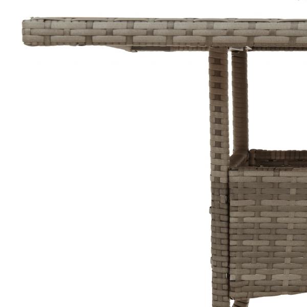 Gartentisch mit Glasplatte Grau 80x80x75 cm Poly Rattan