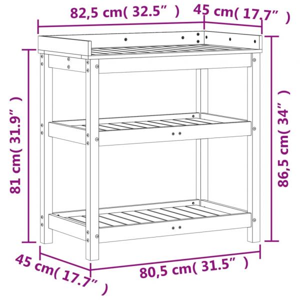 Pflanztisch mit Ablagen 82,5x45x86,5 cm Massivholz Kiefer