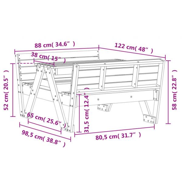 Picknicktisch für Kinder 88x122x58 cm Massivholz Douglasie