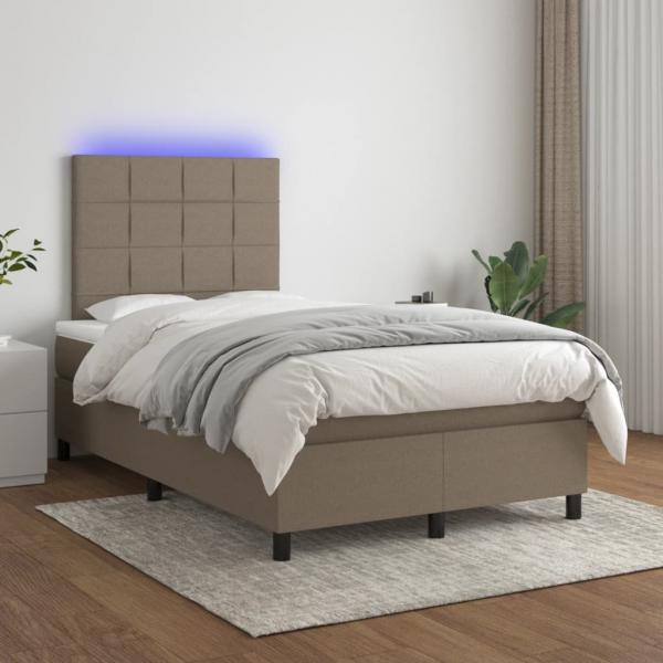 Boxspringbett mit Matratze & LED Taupe 120x190 cm Stoff