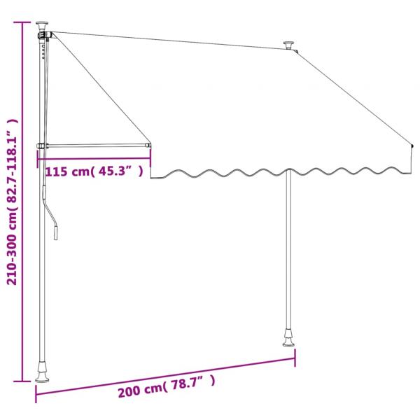 Markise Einziehbar Anthrazit 200x150 cm Stoff und Stahl