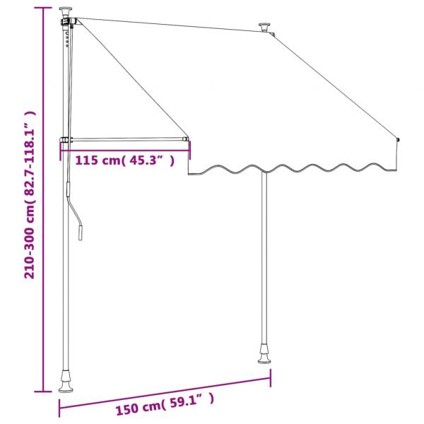 Markise Einziehbar Creme 150x150 cm Stoff und Stahl