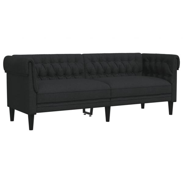 Chesterfield-Sofa 3-Sitzer Schwarz Stoff