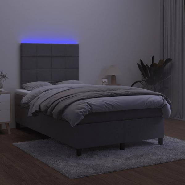 Boxspringbett mit Matratze & LED Dunkelgrau 120x190 cm Samt