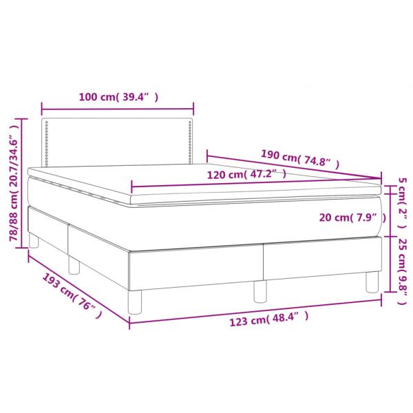 Boxspringbett mit Matratze & LED Weiß 120x190 cm Kunstleder