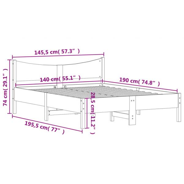 Massivholzbett ohne Matratze Wachsbraun 140x190 cm Kiefernholz