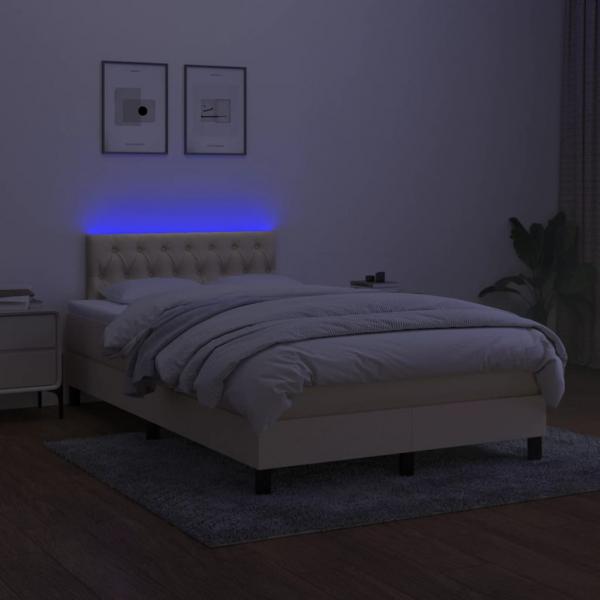 Boxspringbett mit Matratze & LED Creme 120x200 cm Stoff