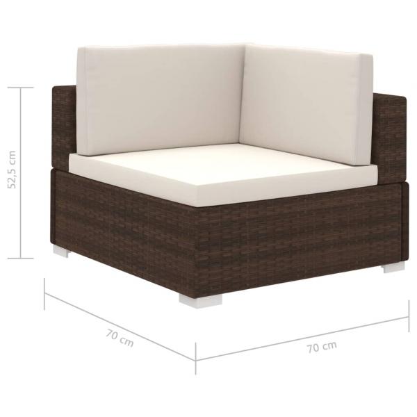 8-tlg. Garten-Lounge-Set mit Auflagen Poly Rattan Braun