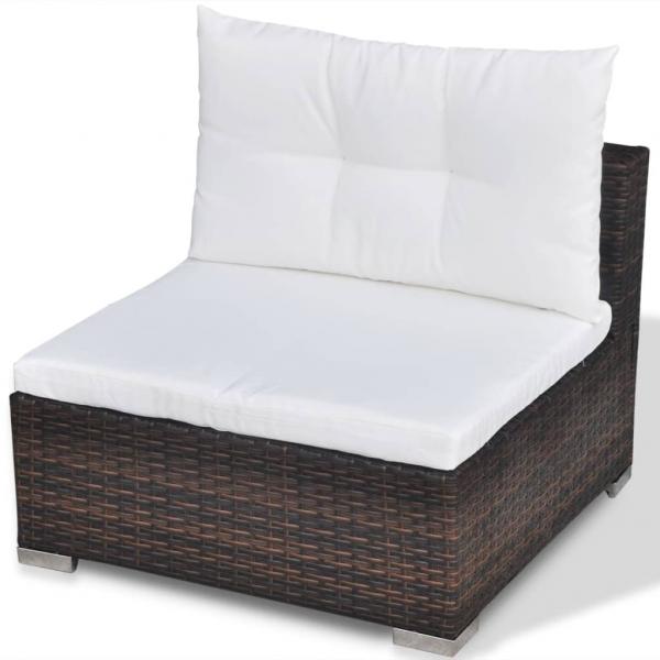 5-tlg. Garten-Lounge-Set mit Kissen Poly Rattan Braun