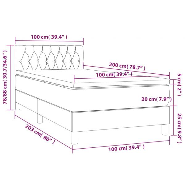 Boxspringbett mit Matratze & LED Blau 100x200 cm Stoff