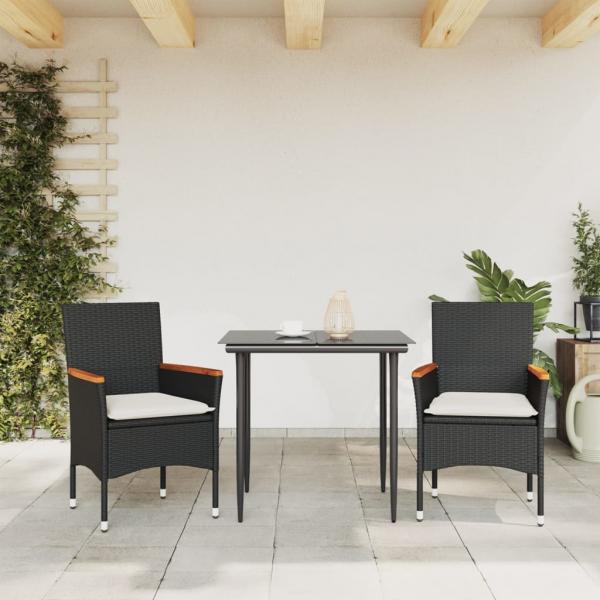 Gartenstühle mit Kissen 2 Stk. Schwarz Poly Rattan