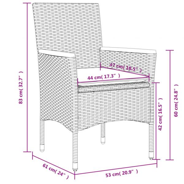 Gartenstühle mit Kissen 2 Stk. Schwarz Poly Rattan