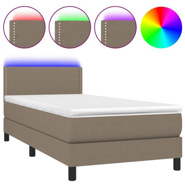 ARDEBO.de - Boxspringbett mit Matratze & LED Taupe 80x200 cm Stoff