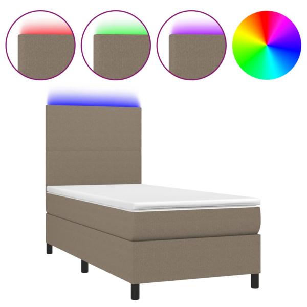 ARDEBO.de - Boxspringbett mit Matratze & LED Taupe 80x200 cm Stoff