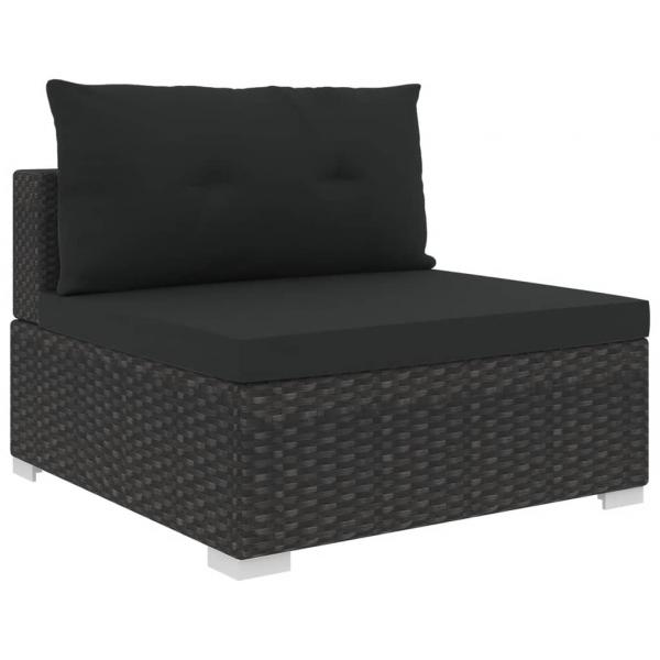 6-tlg. Garten-Lounge-Set mit Kissen Poly Rattan Schwarz