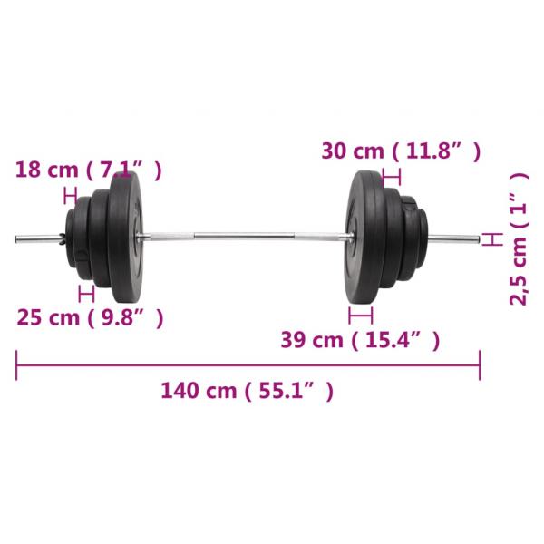 Langhantel mit Gewichten 60 kg