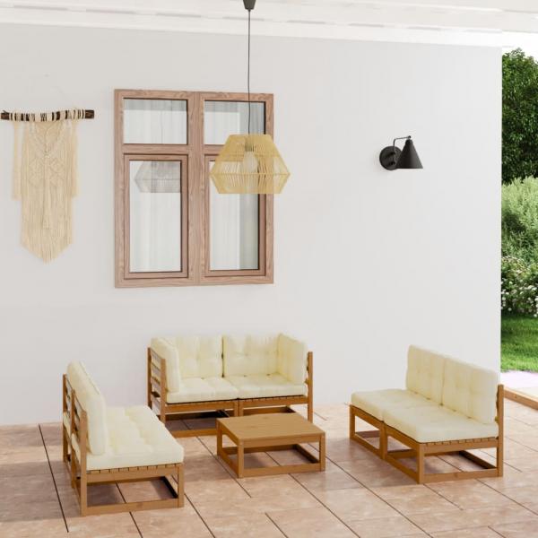 ARDEBO.de - 7-tlg. Garten-Lounge-Set mit Kissen Kiefer Massivholz