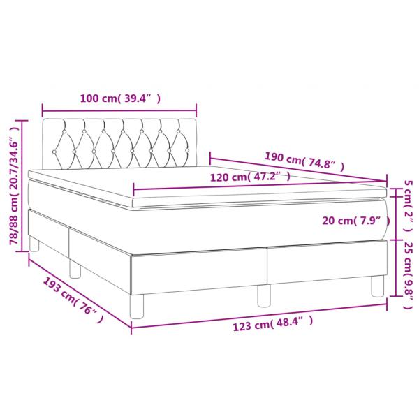 Boxspringbett mit Matratze & LED Dunkelgrau 120x190 cm Stoff